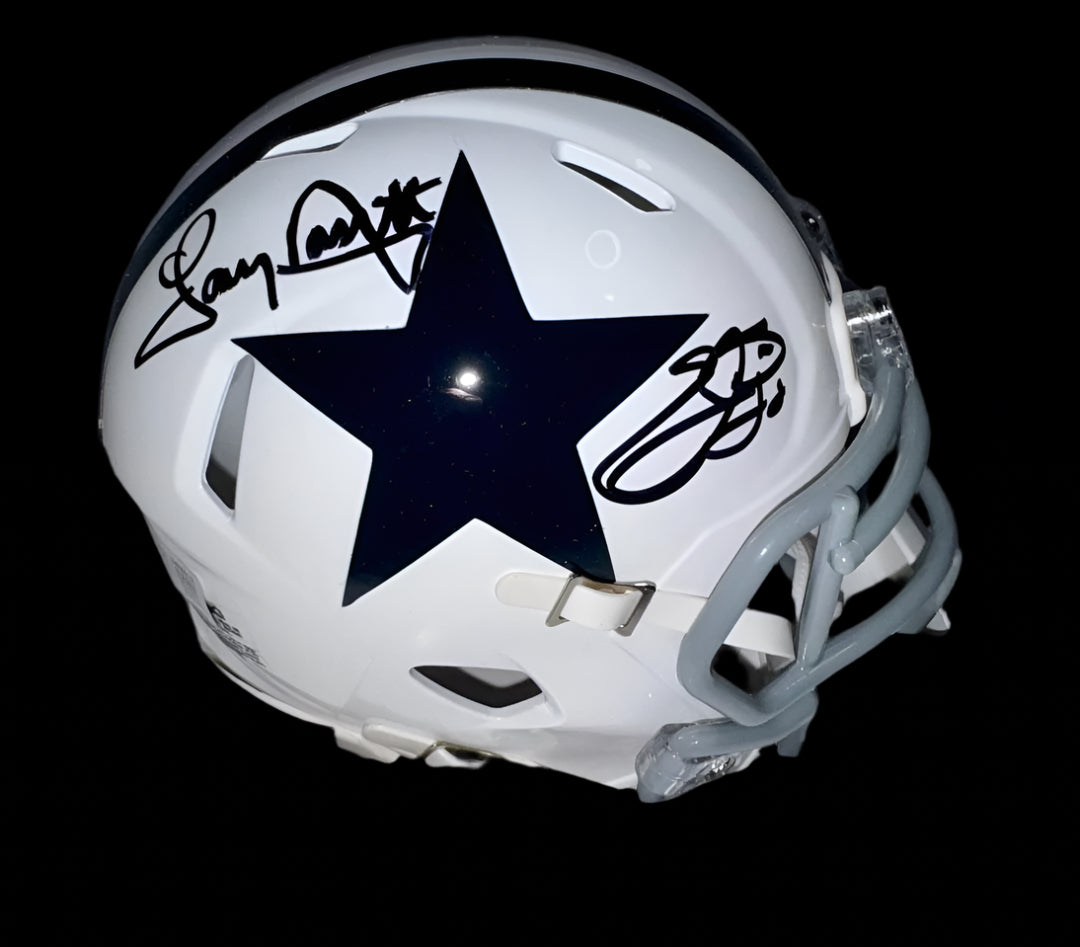 Emmitt Smith and Tony Dorsett (Cowboys) signed mini-helmet - Beckett COA